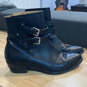 Ralph Lauren Collection PURPLE LABEL | Black Leather Ankle Boots | Sz 38.5 B